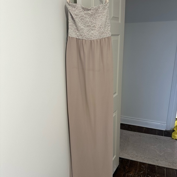 Paper Crown Taupe Strapless Gown - Picture 5 of 5